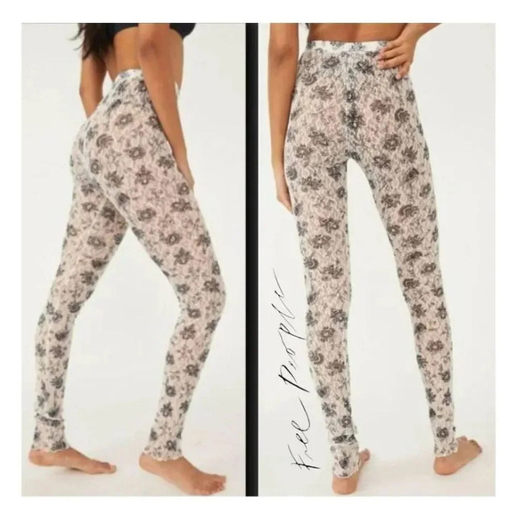 Free People Intimately Layered In Lace Leggings In Chamoix Combo Sz M - Picture 2 of 11
